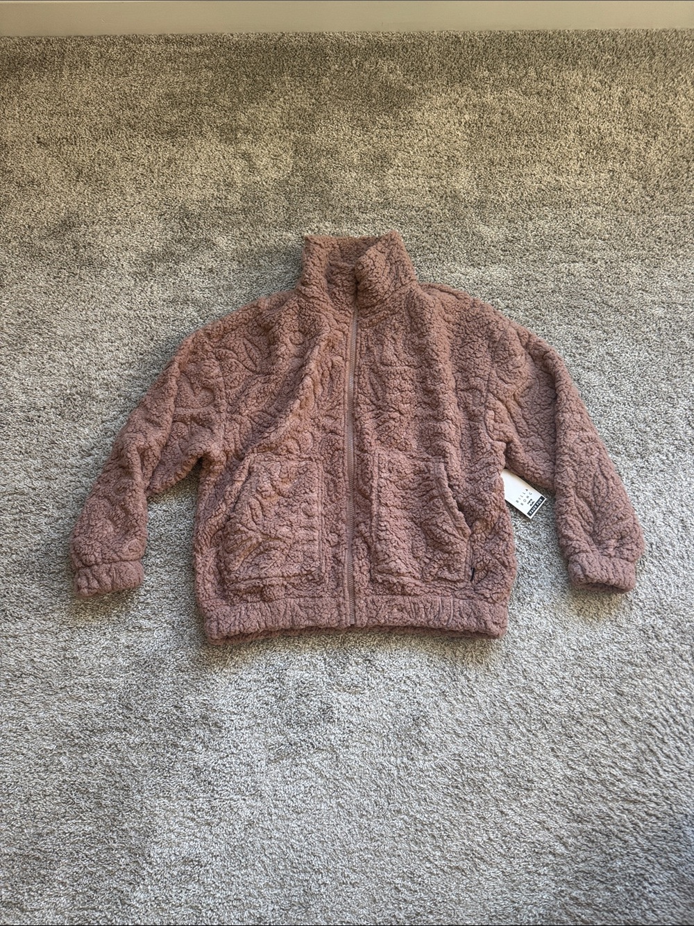Billabong Plush Zip-Up Jacket in Dusty Rose